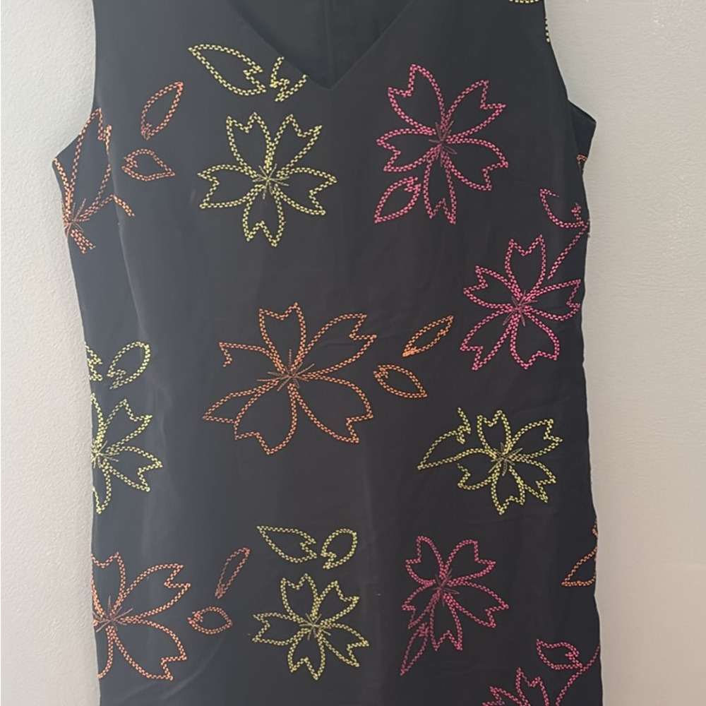 Coldwater Creek Floral Embroidered Black Dress